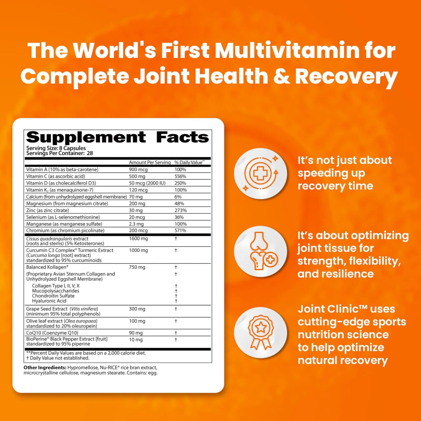 Joint Clinic Suplemento Multivitamínico Para Articulaciones 224 Cápsulas Con Colágeno Tipo 2