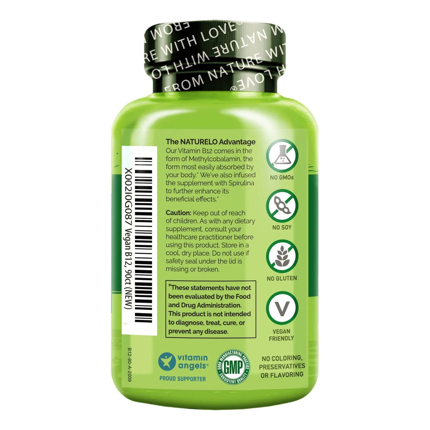 Metilcobalamina B12 1000 Mcg Con Espirulina Orgánica 180 Cápsulas Vegano Energía