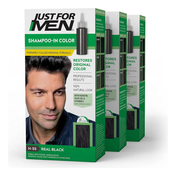 Tintura Cabello Hombres Marrón Ceniza H25 Restaura Color Natural Sin Amoníaco Pack X3