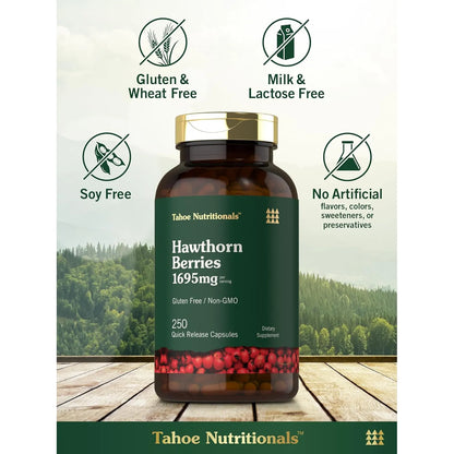 Capsulas Bayas De Espino 1695 Mg 250 Unidades Extracto Natural Tahoe Nutritionals