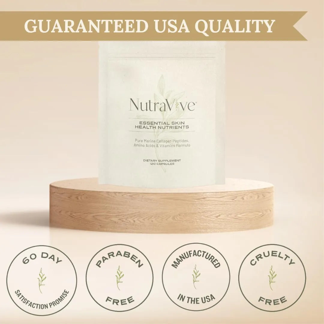 NutraVive Colágeno Marino 10X Potencia Reduce Arrugas Firmeza Piel Suplemento