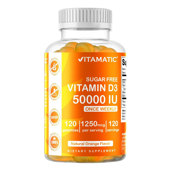 Gomitas De Vitamina D3 50 000 Ui Sabor Naranja 120 Unidades Sin Azúcar