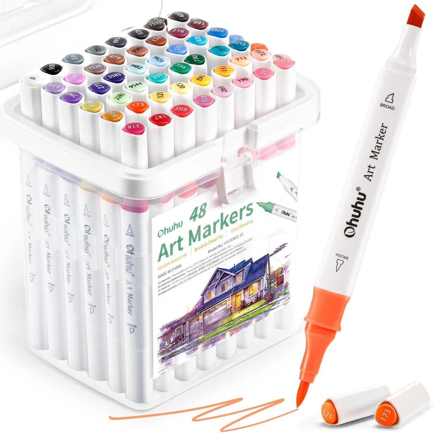 Marcadores De Pincel A Base De Alcohol Doble Punta 48 Colores Ohuhu