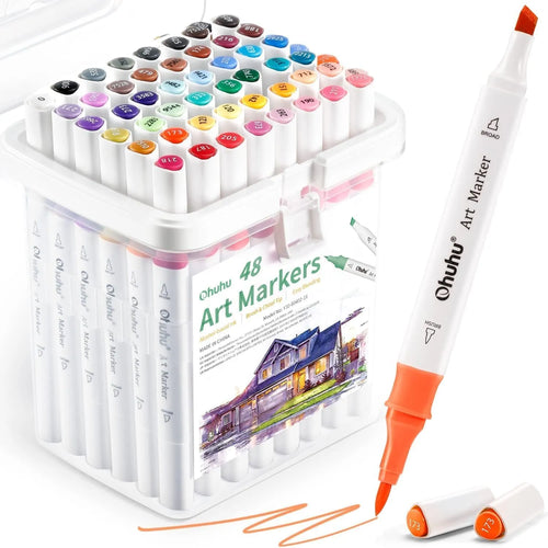 Marcadores De Pincel A Base De Alcohol Doble Punta 48 Colores Ohuhu