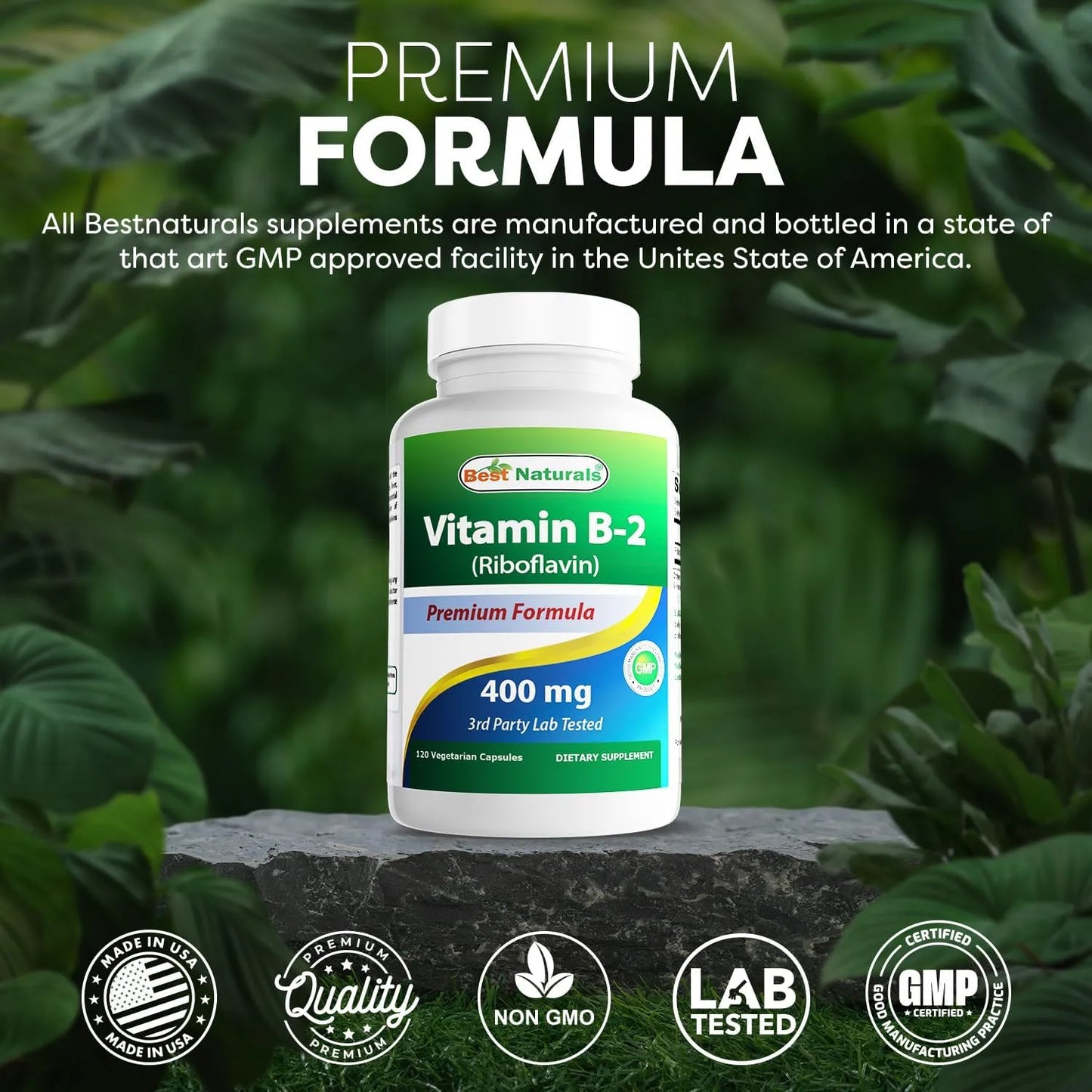 Vitamina B2 400 Mg Cápsulas Vegetales Alivio Migraña 120 Unidades