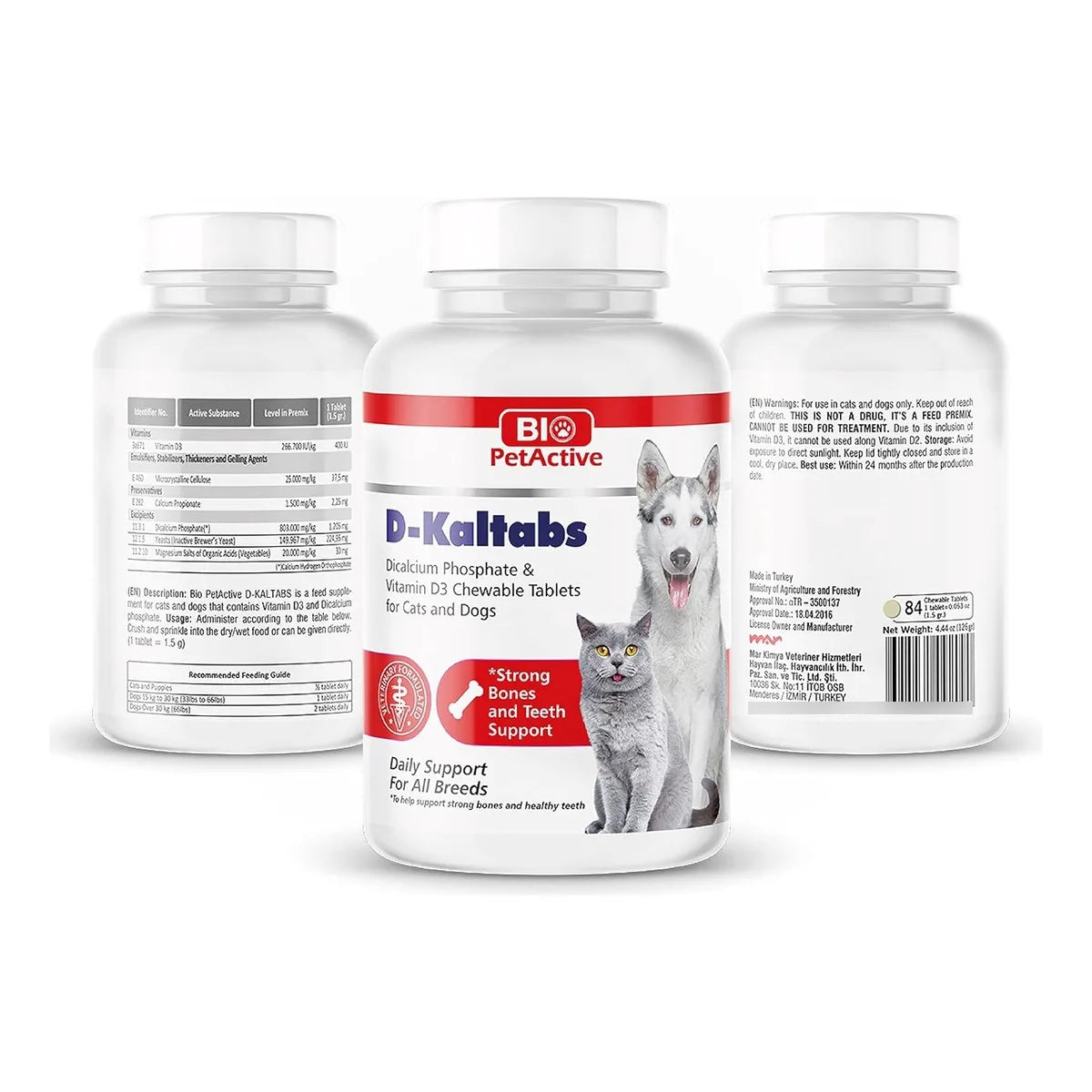 Vitamina D3 Calcio Masticable Para Perros Y Gatos 84 Tablas D-Kaltabs