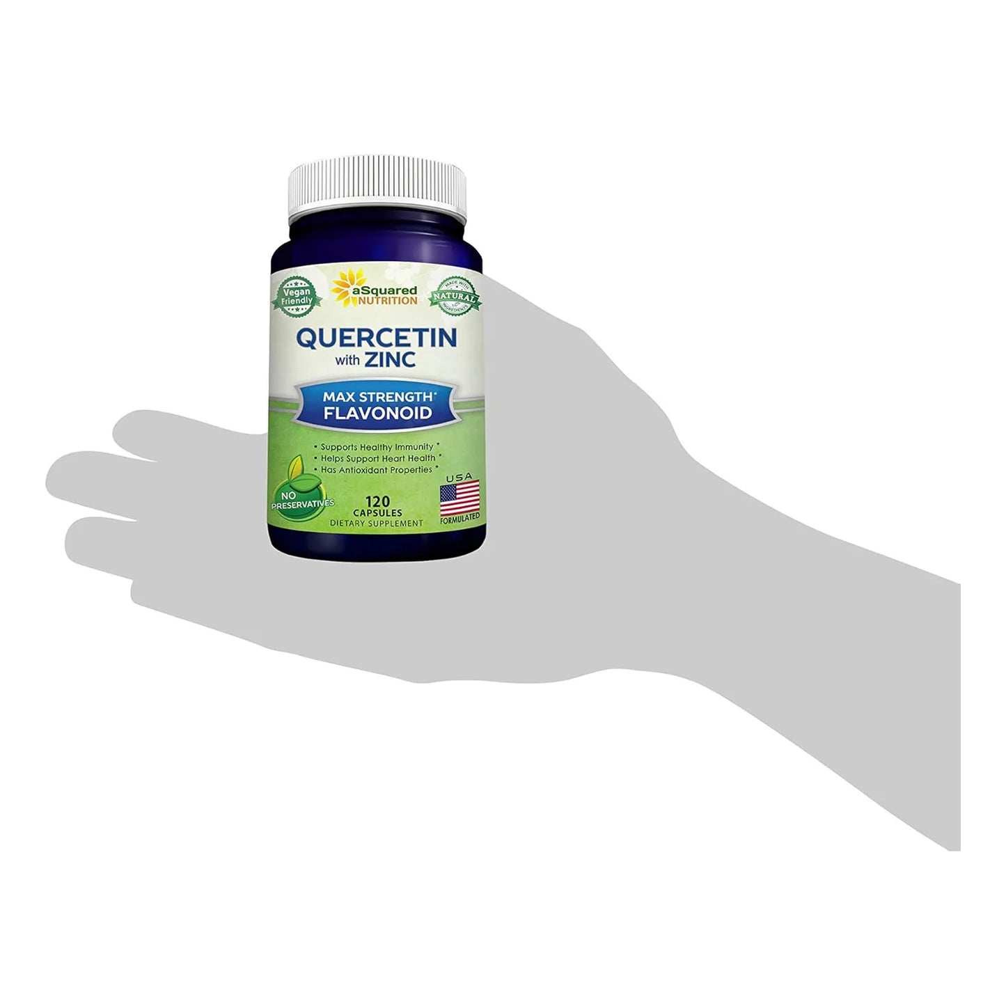 Quercetina 1000 Mg Con Zinc Y Saúco Negro 120 Cápsulas aSquared Nutrition Antioxidante E Inmunológico