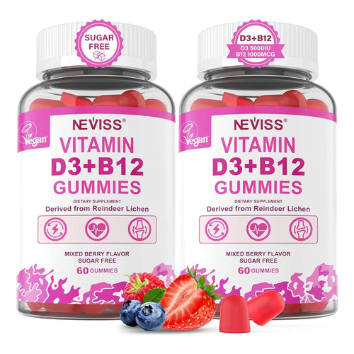 Gomitas Veganas Vitamina D3 5000Ui B12 1000Mcg Sabor Bayas Paquete X2