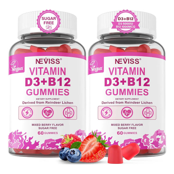 Gomitas Veganas Vitamina D3 5000Ui B12 1000Mcg Sabor Bayas Paquete X2