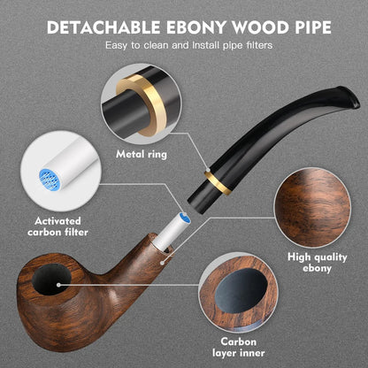 Pipa De Tabaco Scotte Madera Ebano Accesorios Completo Regalo Elegante