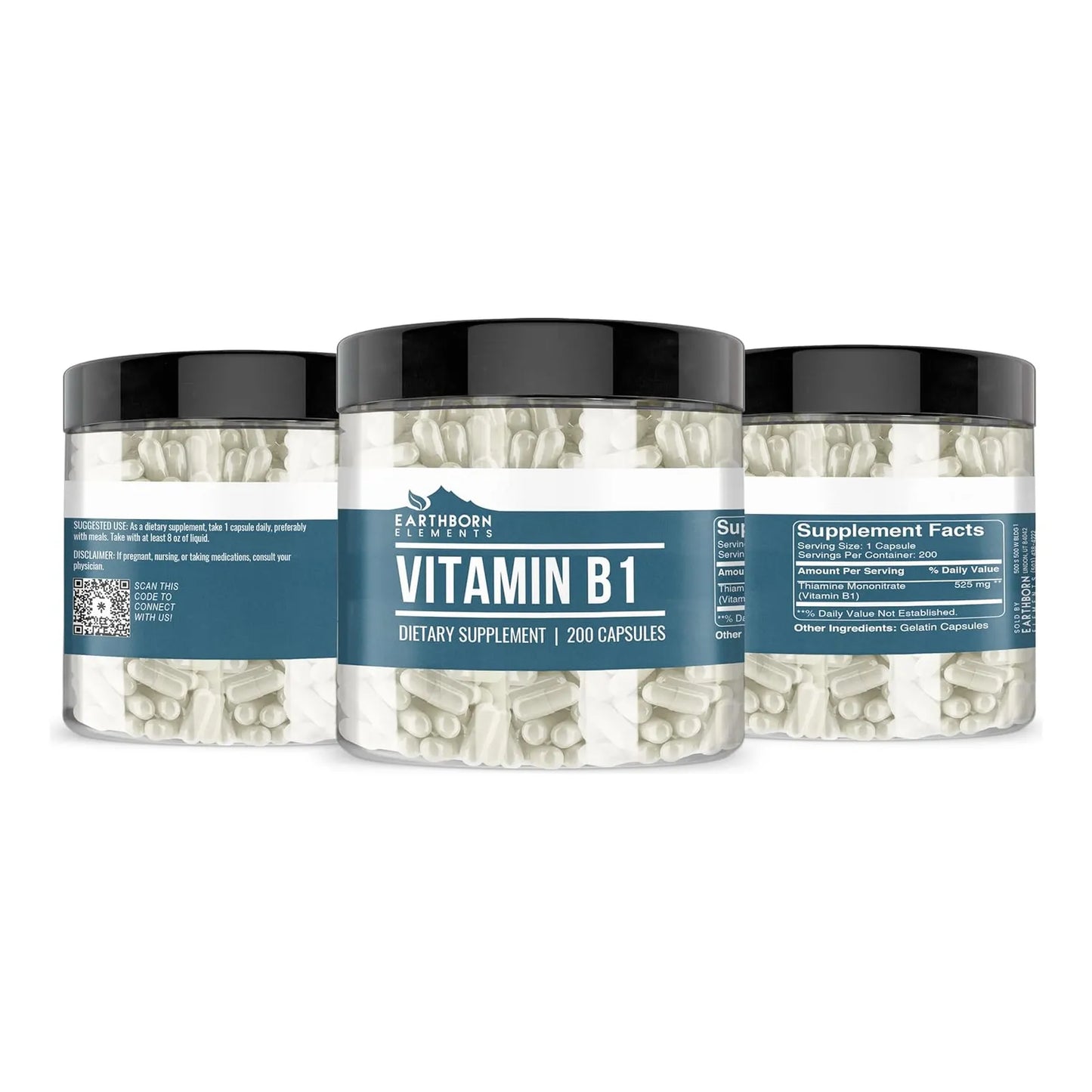 Vitamina B1 Mononitrato De Tiamina Pura 200 Cápsulas Energía y Bienestar