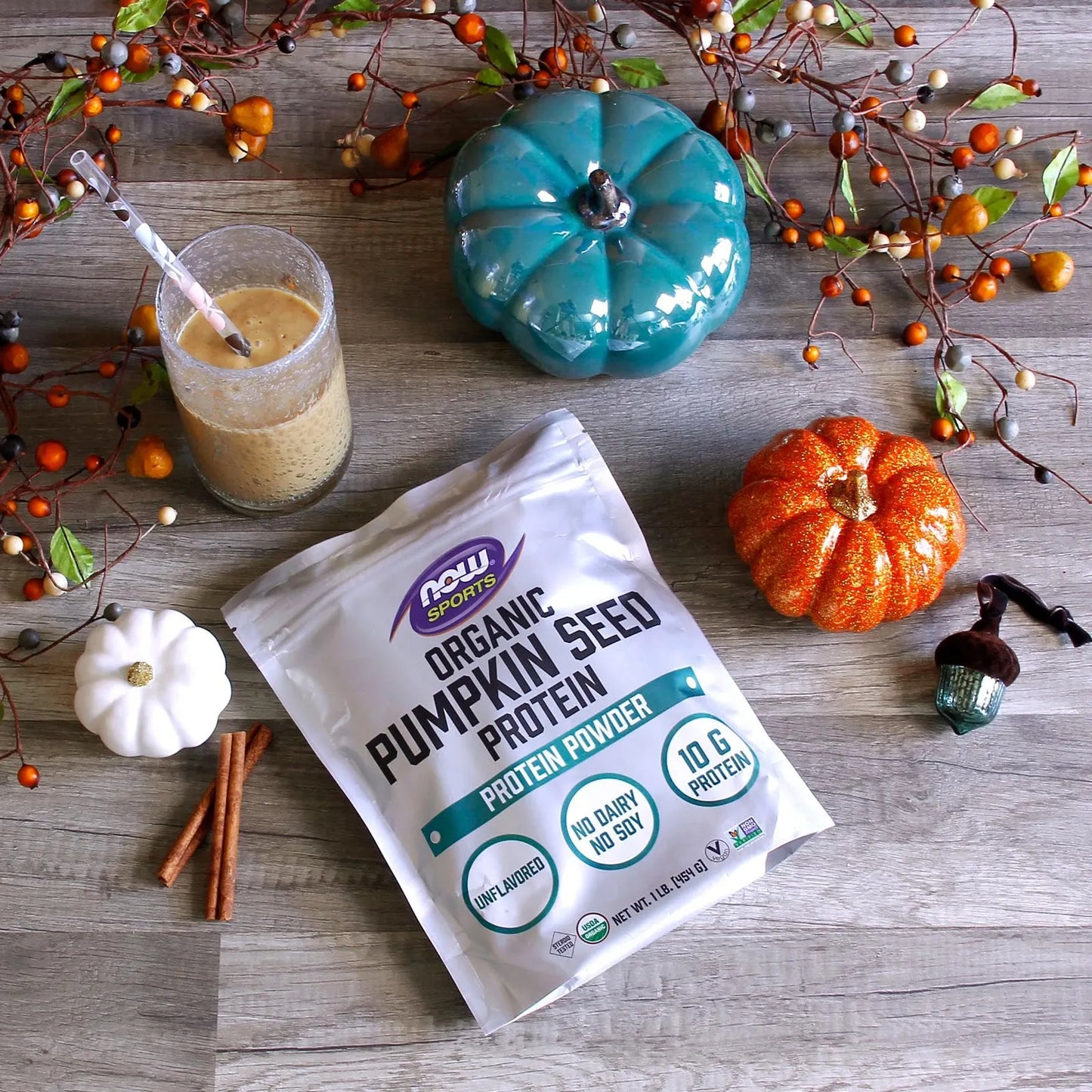 Proteína Orgánica De Semillas De Calabaza En Polvo NOW Sports Nutrition 1 Libra Sin OMG