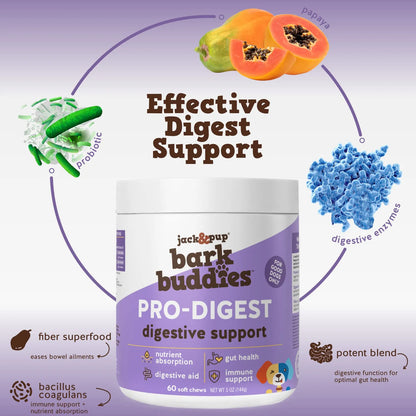 Masticables Probióticos Jack&Pup Pro-Digest Para Perros Hasta 40 Lb Salud Intestinal