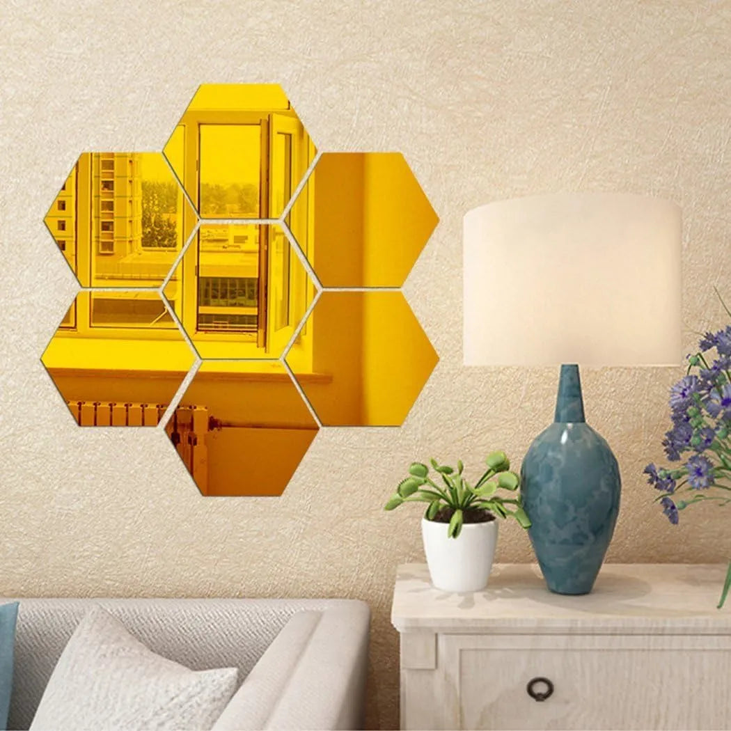 Pegatina Decorativa Espejo Acrilico 3D 12 Espejos Dorado Transforma Tu Espacio