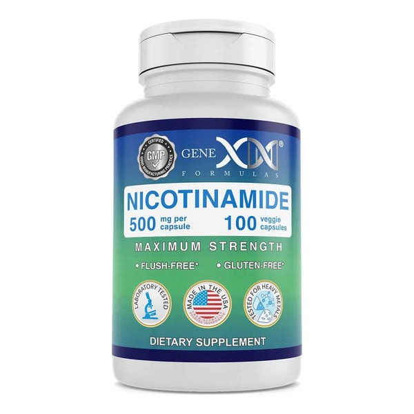 Nicotinamida 500 Mg 100 Cápsulas Vitamina B3 Piel Saludable Genex