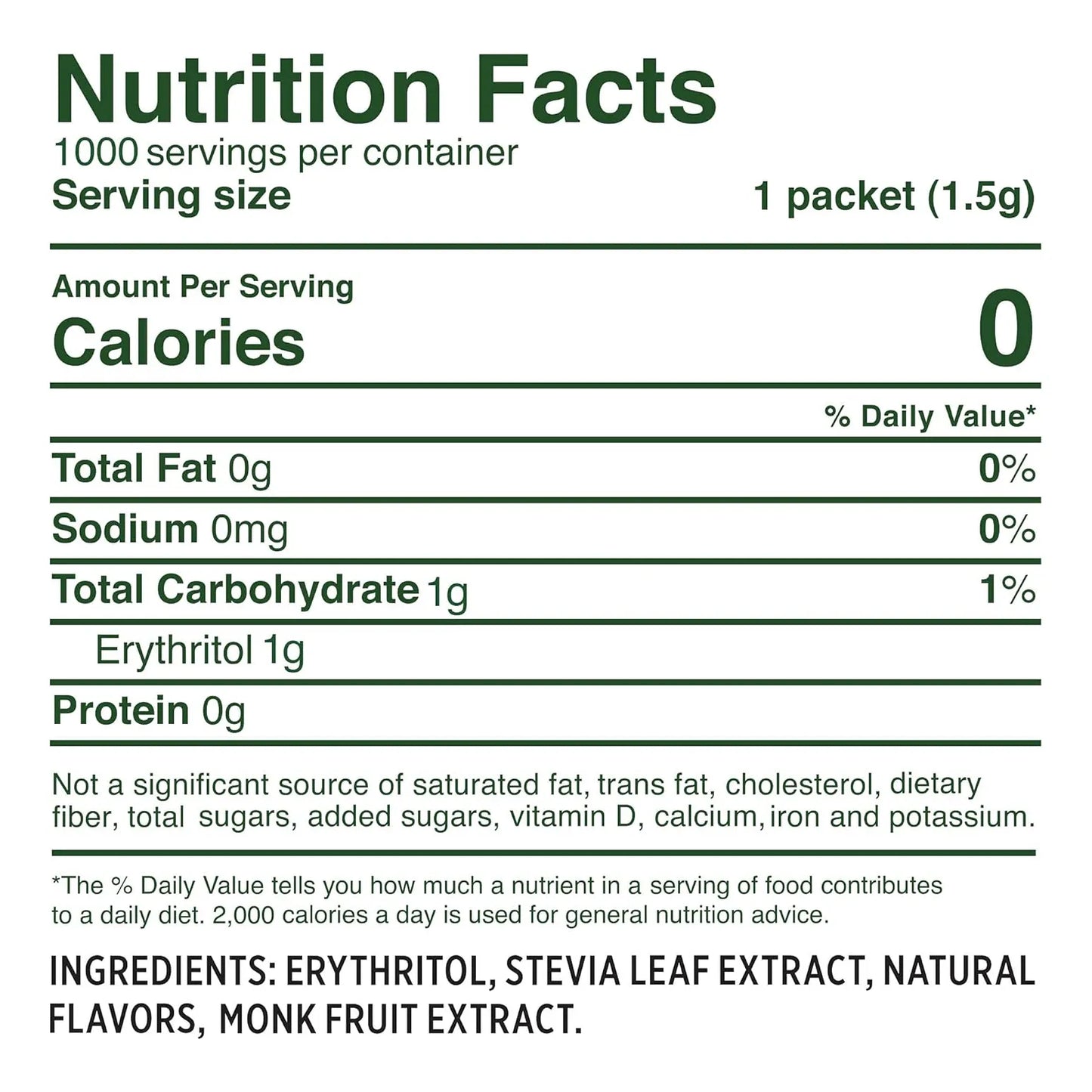 Edulcorante Natural Stevia Y Fruta De Monje Whole Earth 1000 Paquetes Cero Calorias