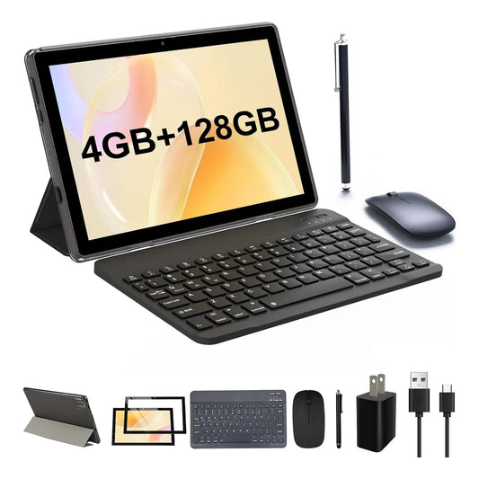 Tablet 10 PuLG 2 En 1 4GB RAM 128GB Teclado Mouse Funda Lápiz Android 11