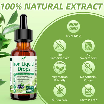 Gotas De Hierro Liquido Para Anemia Con Vitamina C Y B12 Energia Y Vitalidad