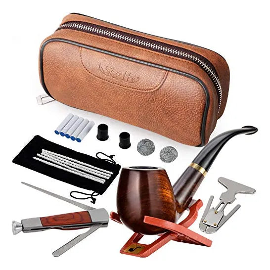Pipa Scotte Tabaco Madera Peral Con Filtro Accesorios Y Bolsa Cuero