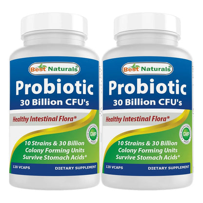 Probiotico 10 Cepas 30 Mil Millones UFC Cápsulas Vegetarianas Sin Gluten