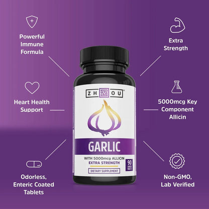 Ajo Extra Fuerte Con Alicina 5000 Mcg 90 Capsulas Soporte Inmunologico Y Cardiaco