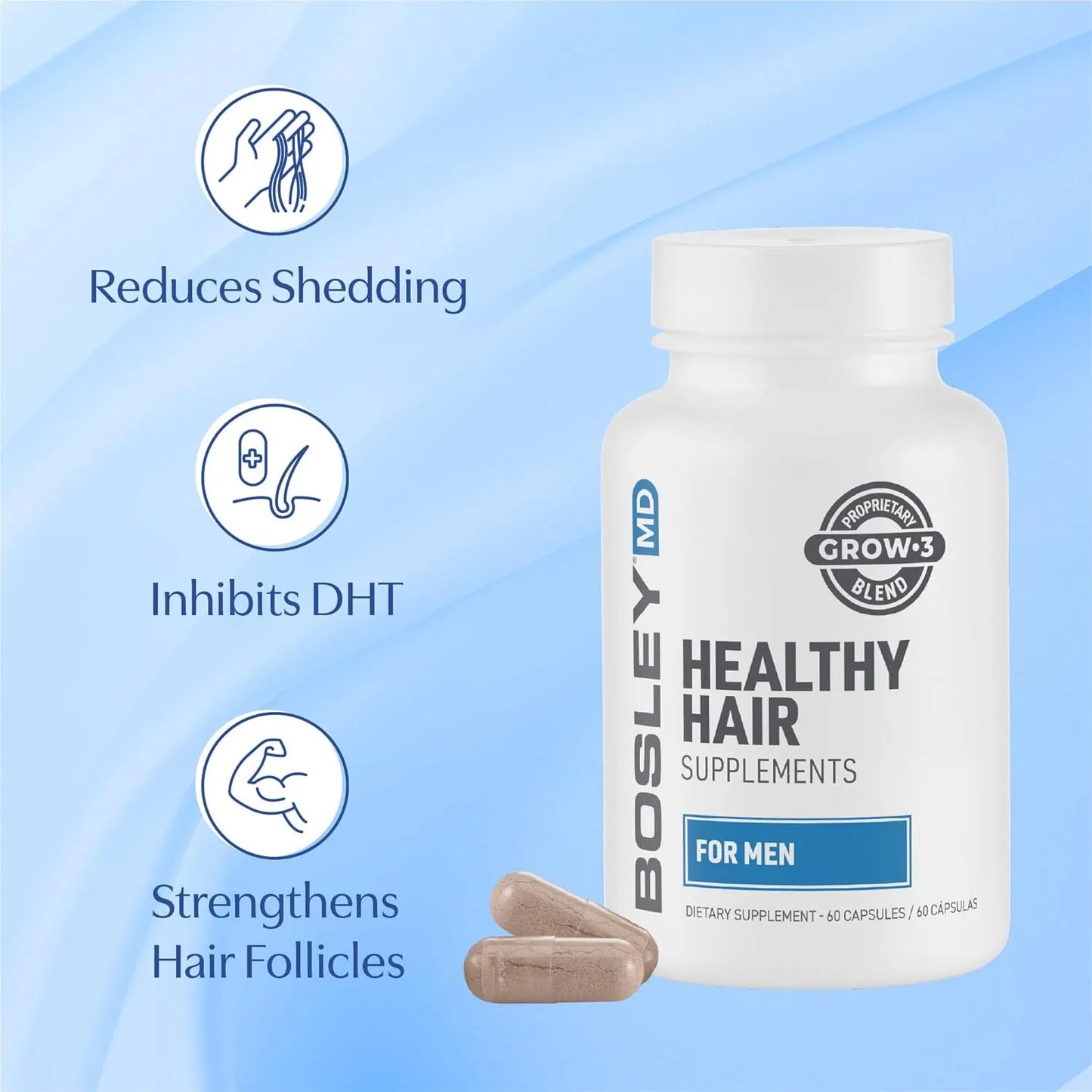 Suplemento Crecimiento Cabello Hombre Con Biotina Zinc Y Semillas De Calabaza Vegano