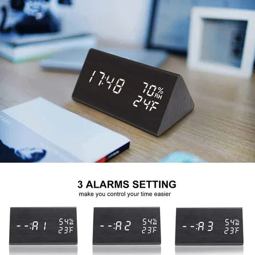 Despertador Digital Led Madera JALL Pantalla Clara Moderno y Elegante