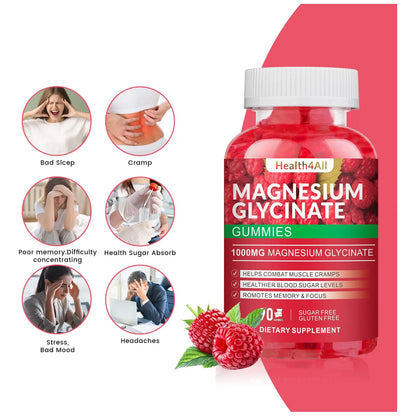 Gomitas De Magnesio Y Potasio 1000 Mg Sin Azúcar Para Relajación y Energía