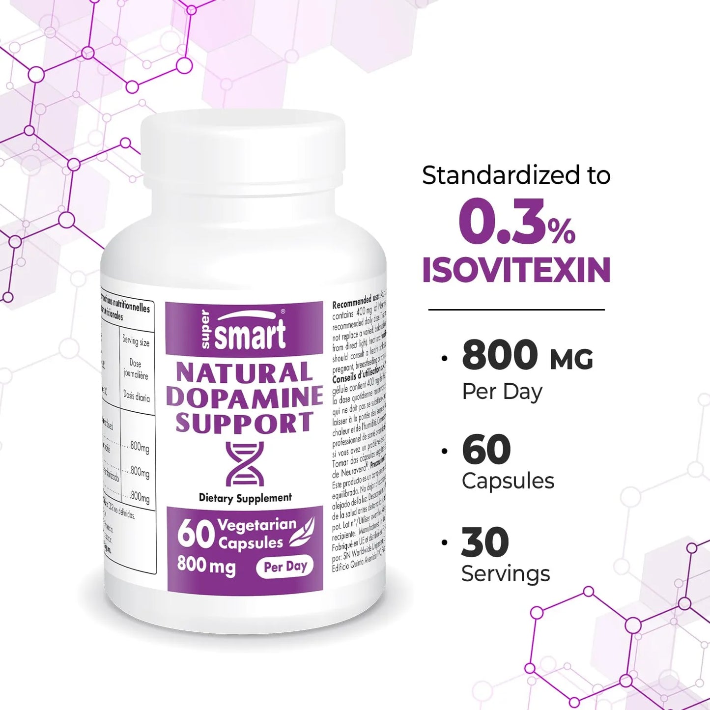 Soporte Natural De Dopamina 800 Mg Neuravena Extracto De Avena Sativa 60 Cápsulas Vegetarianas