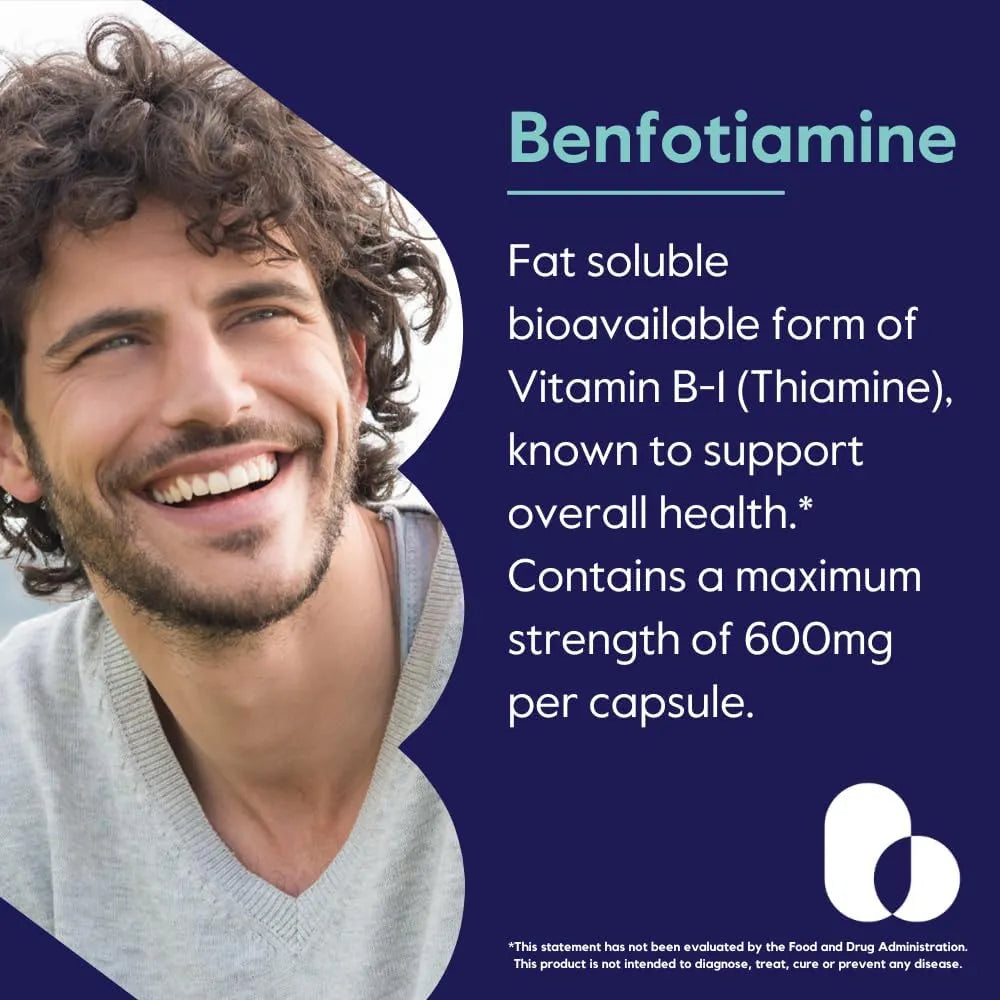 Benfotiamina 600 Mg 120 Cápsulas Veganas Sin Aditivos Máxima Absorción