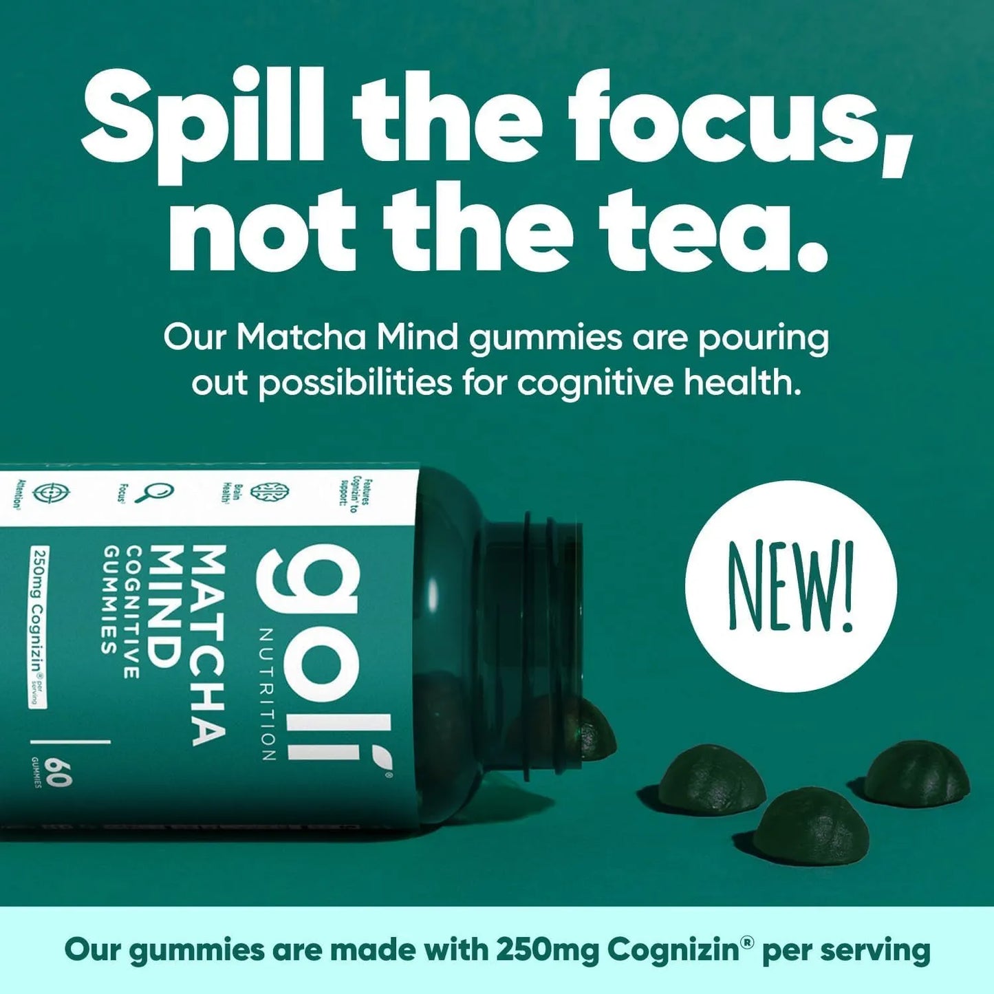 Gomitas Matcha Mind 60 Unidades Té Verde En Polvo Con Cognizin Para Concentración