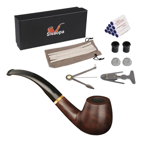 Juego De Pipa De Tabaco De Madera Artesanal Kit Para Principiantes Con Accesorios