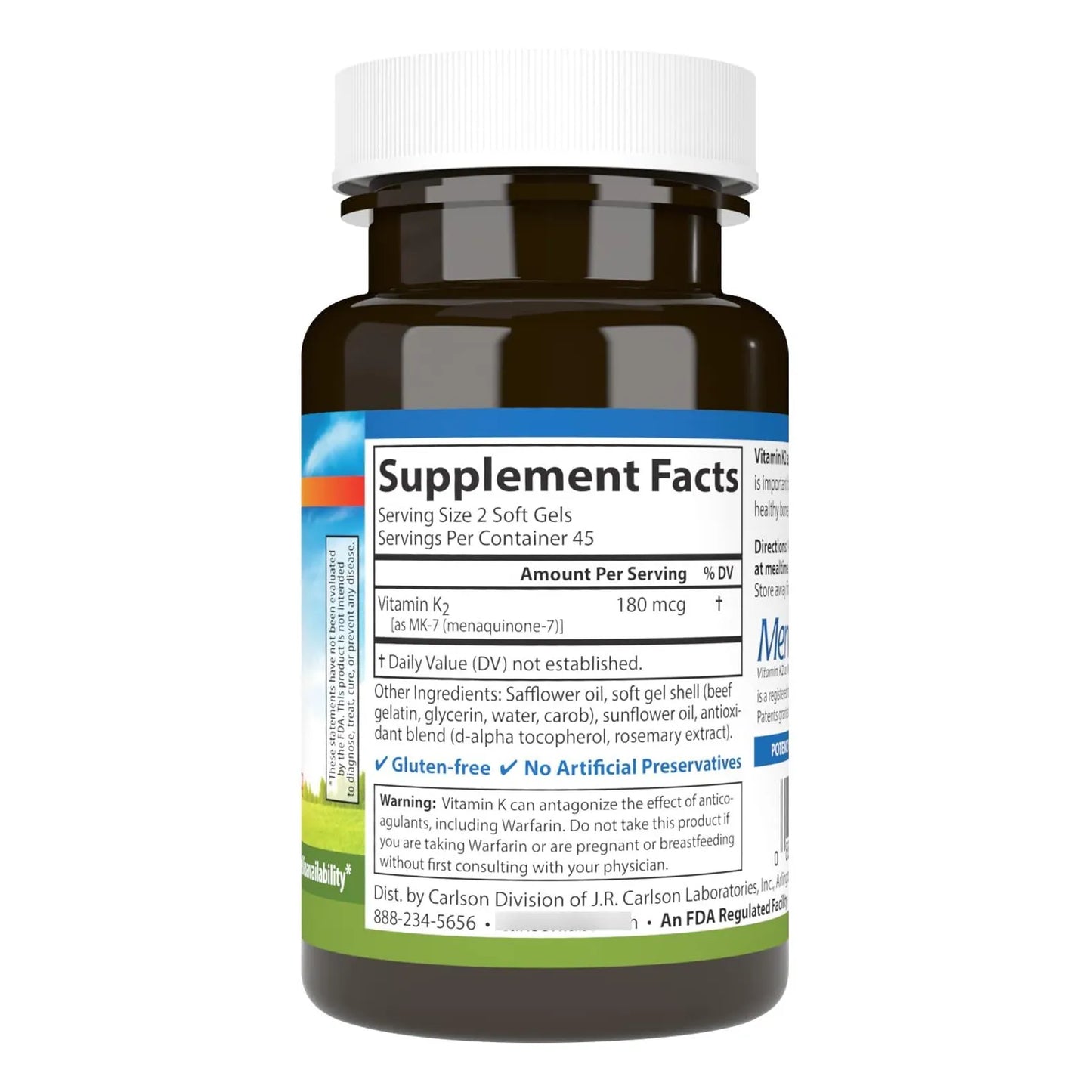 Vitamina K2 MK-7 180 Mcg Soporte Óseo 90 Cápsulas Blandas MenaQ7