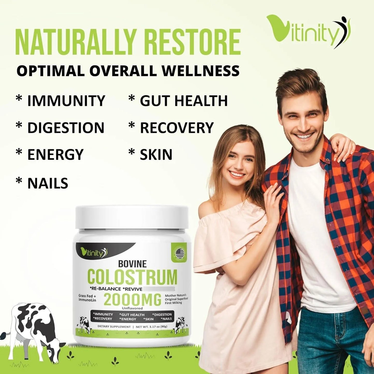 Polvo De Calostro Bovino Natural Alimentado Con Pasto Suplemento IgG Para Salud Intestinal E Inmunológica