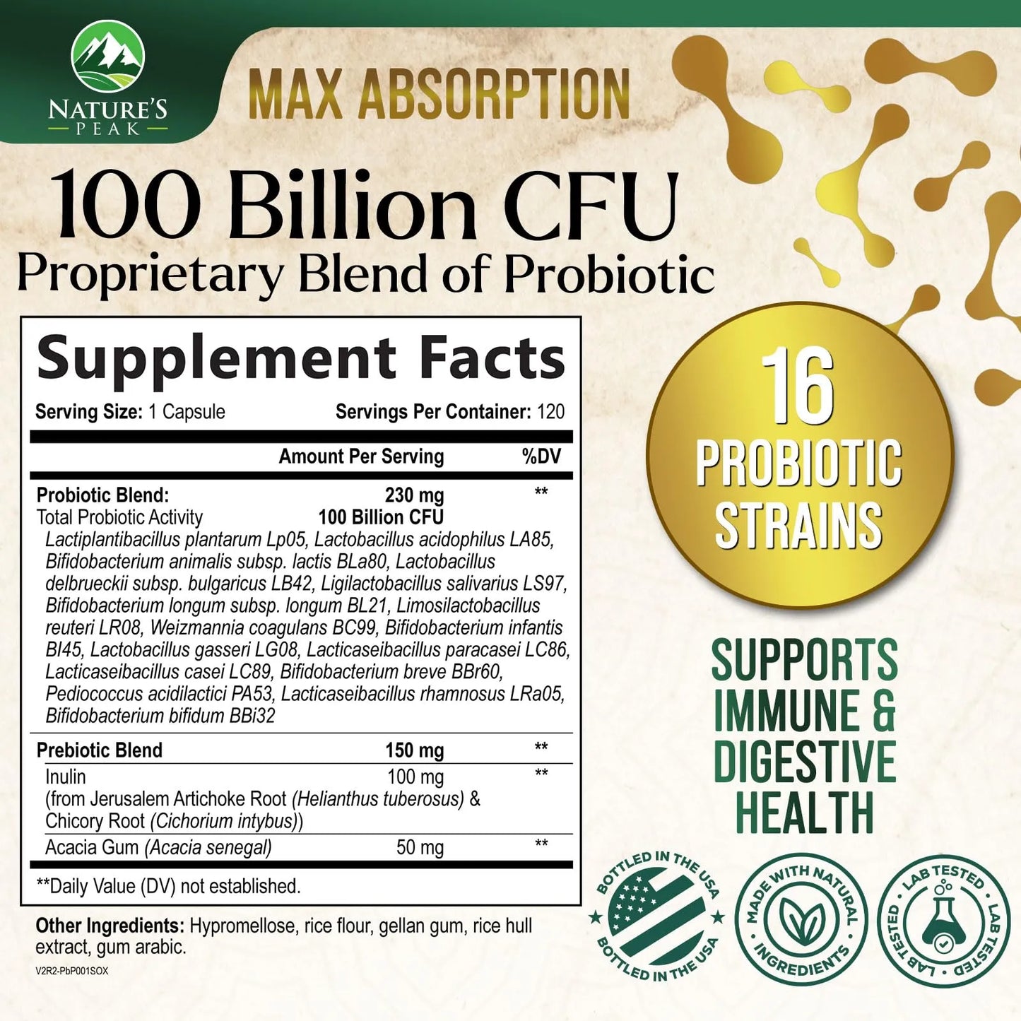 Probióticos 120 Mil Millones UFC Salud Digestiva y Vaginal Suplemento Natural