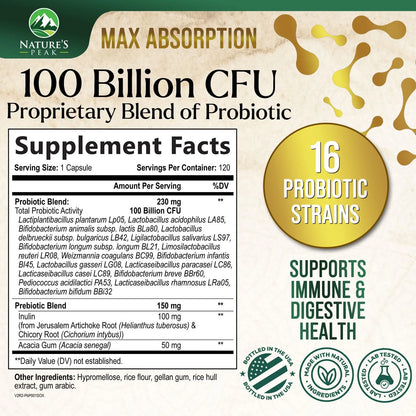 Probióticos 120 Mil Millones UFC Salud Digestiva y Vaginal Suplemento Natural