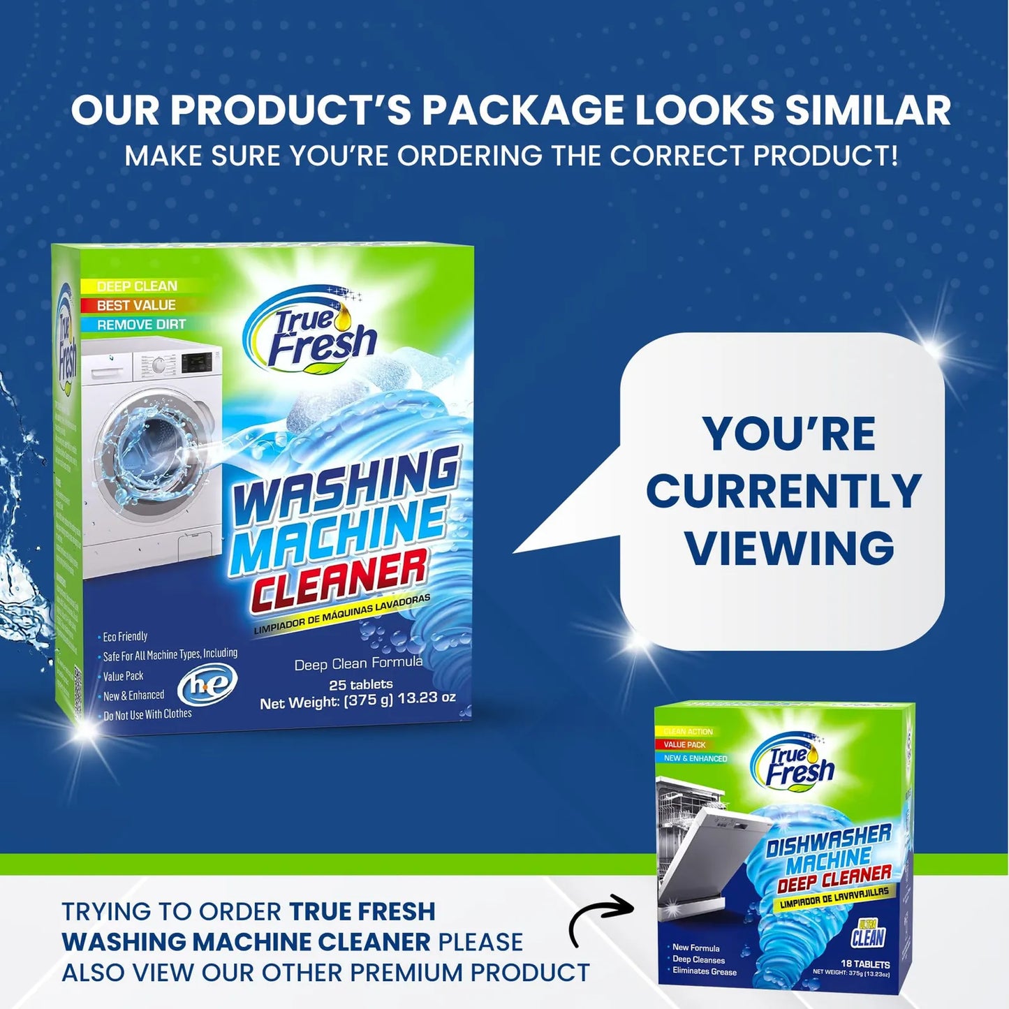 Tabletas Limpiadoras Para Lavadora 25 Unidades Limpieza Profunda True Fresh