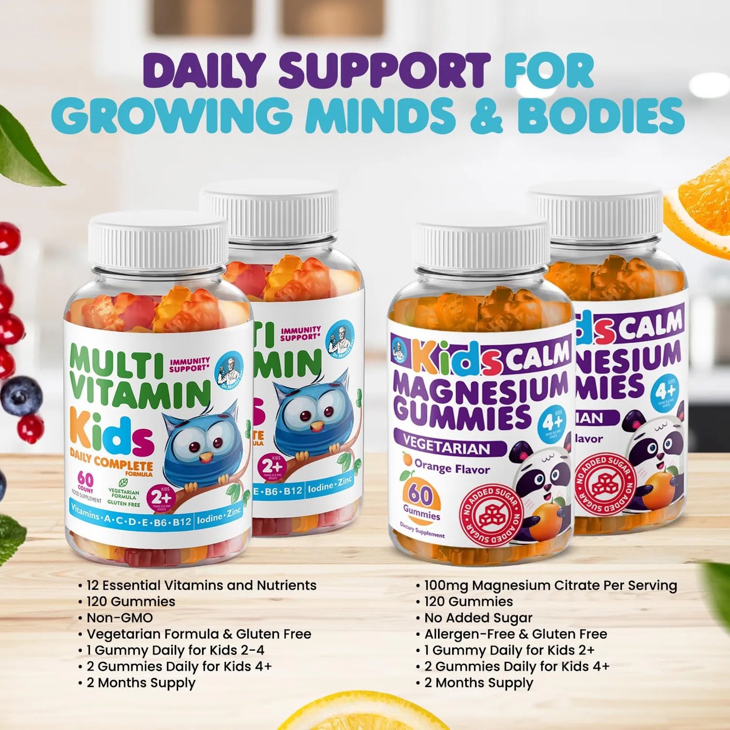 Gomitas De Magnesio Y Multivitaminas Para Niños Sabor Naranja 120 Unidades