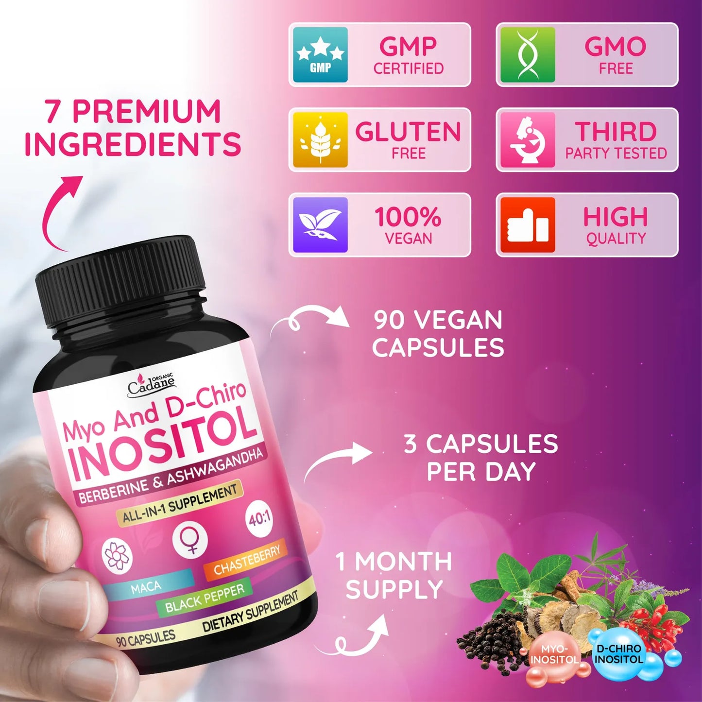 Fórmula Orgánica De Inositol Myo Y D-chiro Con Ashwagandha M