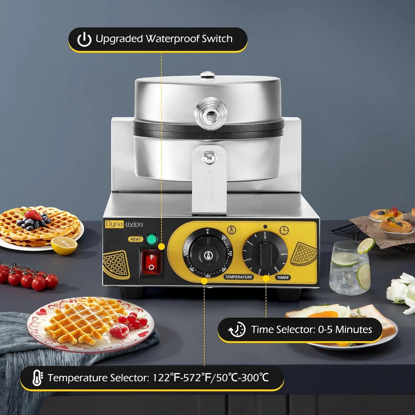 Máquina De Gofres Comercial Eléctrica Dyna Living Antiadherente 110V 1200W