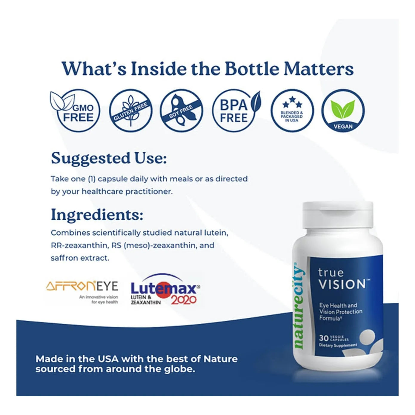 Suplemento True Vision Luteina Y Zeaxantina Con Azafran Para Salud Ocular 30 Capsulas