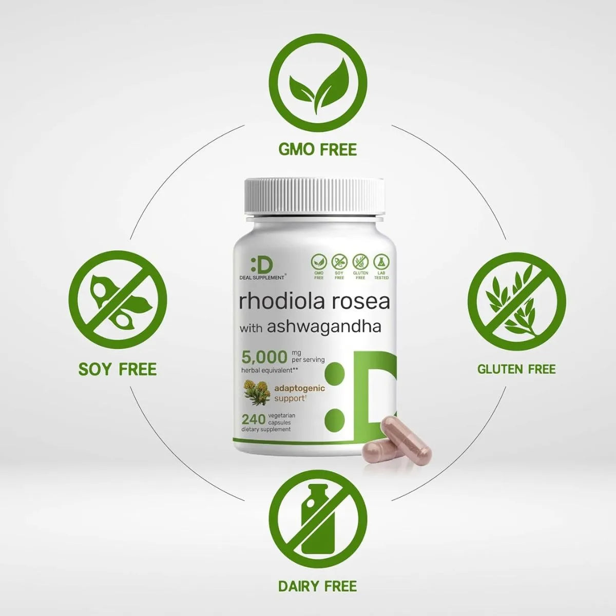 Suplemento En Cápsula Deal Supplement Rhodiola Rosea Y Ashwagandha De 240 Un - Imagen 2