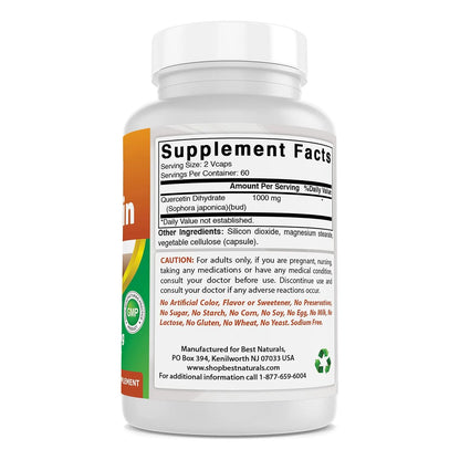 Quercetina 1000 Mg 120 Capsulas Vegetales Best Naturals Paquete Triple
