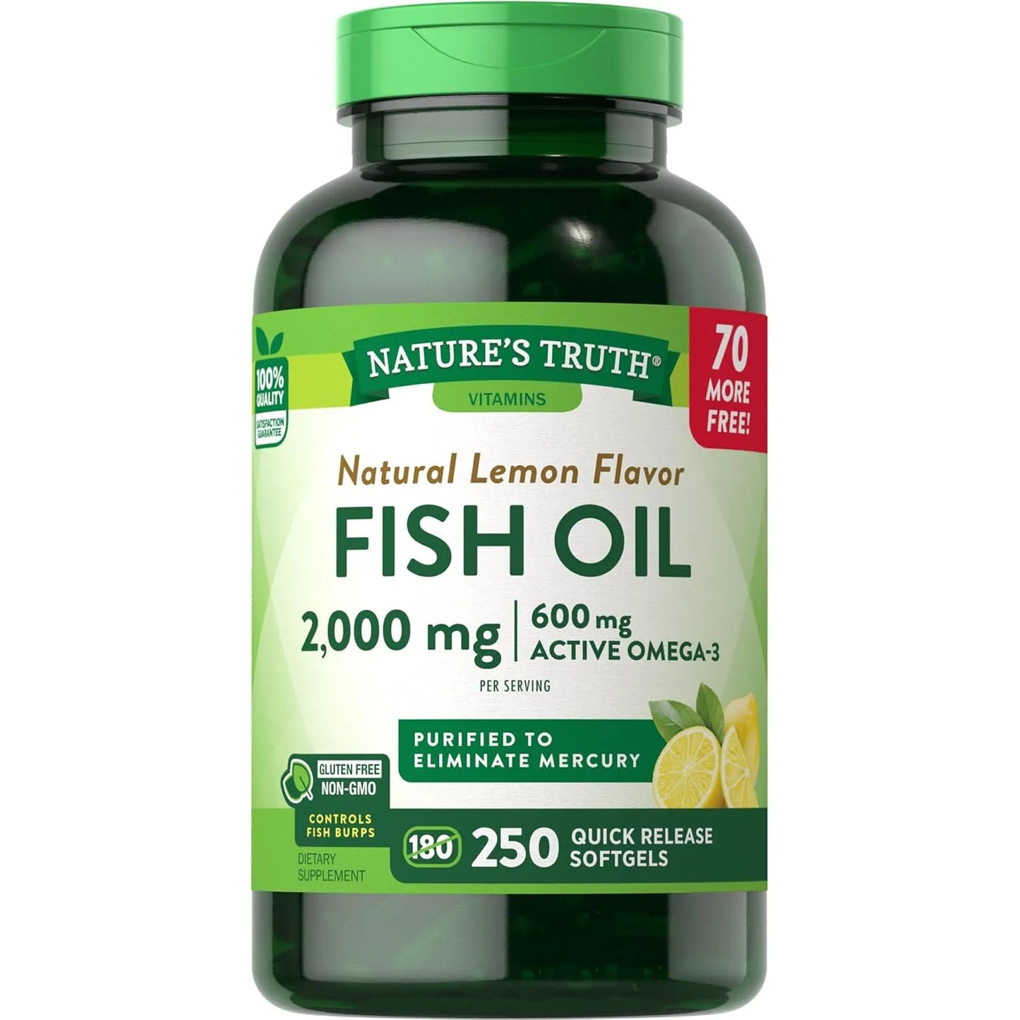 Pastillas Aceite Pescado 2000 Mg Omega 3 250 Capsulas Sabor Limon