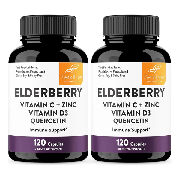 Capsulas Baya De Saúco Con Vitamina C Zinc Quercetina Vitamina D3 Refuerzo Inmunitario 120 Unidades