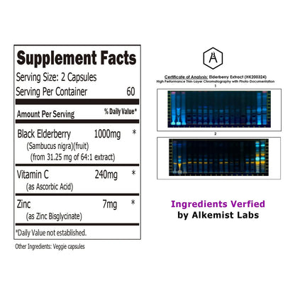 Capsulas De Sauco Con Zinc Y Vitamina C 120 Unidades Apoyo Inmunologico
