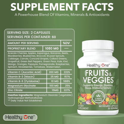 Suplemento 27 Frutas Y Verduras En Capsulas Nutricion Integral Healthy One