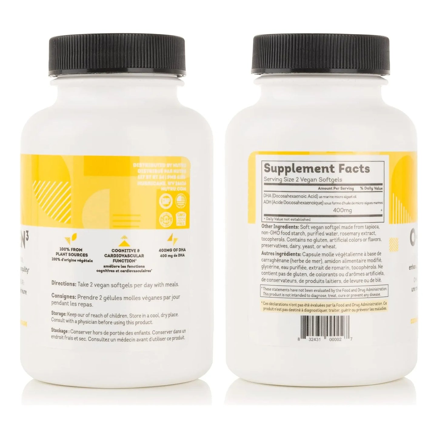 Omega 3 DHA 400 Mg Cápsulas Blandas De Algas Premium 120 Unidades NuTru