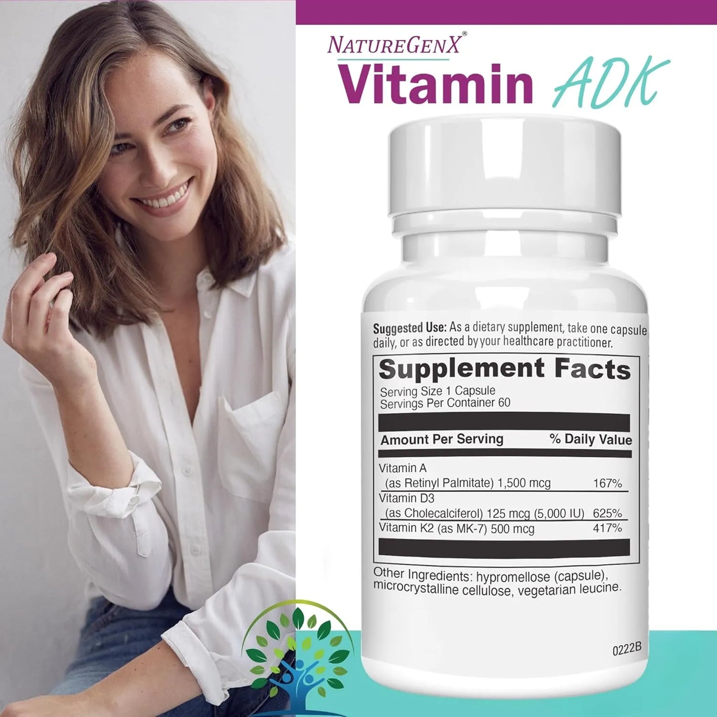 Vitaminas A D3 K2 Salud Ósea 60 Cápsulas Paquete 2 Mejoradas