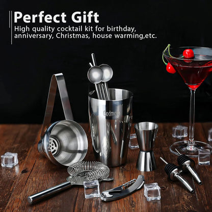 Kit De Cocteleria 15 Piezas Con Soporte Bambu Y Libro Recetas